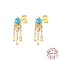 1 Pair 925 Sterling Silver Zircon Geometric Drop Earrings sku image 7
