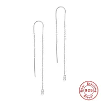 1 Pair 925 Sterling Silver Zircon Solid Color Ear Line main image 5
