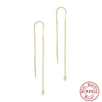 1 Pair 925 Sterling Silver Zircon Solid Color Ear Line main image 3