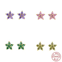 1 Pair 925 Sterling Silver Zircon Flower Ear Studs main image 1