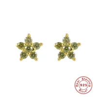 1 Pair 925 Sterling Silver Zircon Flower Ear Studs sku image 4