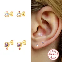 1 Pair 925 Sterling Silver Zircon Geometric Drop Earrings main image 4