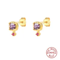 1 Pair 925 Sterling Silver Zircon Geometric Drop Earrings main image 5