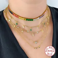 925 Sterling Silver Zircon Plating Geometric Necklace main image 2