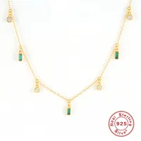 925 Sterling Silver Zircon Plating Geometric Necklace sku image 5