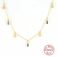 925 Sterling Silver Zircon Plating Geometric Necklace sku image 4