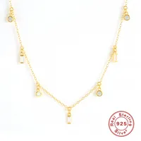 925 Sterling Silver Zircon Plating Geometric Necklace main image 4