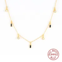 925 Sterling Silver Zircon Plating Geometric Necklace sku image 3