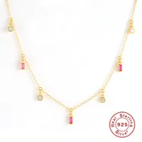 925 Sterling Silver Zircon Plating Geometric Necklace main image 5