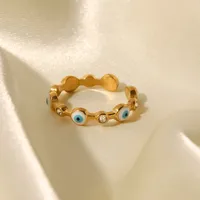 Wholesale Jewelry Fashion Devil'S Eye 304 Stainless Steel Artificial Gemstones Plating Inlay Open Ring main image 1