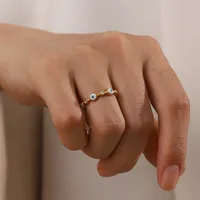 Wholesale Jewelry Fashion Devil'S Eye 304 Stainless Steel Artificial Gemstones Plating Inlay Open Ring main image 4