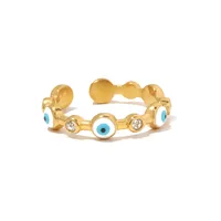 Wholesale Jewelry Fashion Devil'S Eye 304 Stainless Steel Artificial Gemstones Plating Inlay Open Ring main image 5