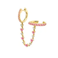 Cross-border Hot Selling Sterling Silver Needle One-piece Diamond Ear Chain Double Ring Ear Clip Fashion Trend Eardrop Earring Earrings For Women sku image 6