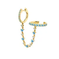 Cross-border Hot Selling Sterling Silver Needle One-piece Diamond Ear Chain Double Ring Ear Clip Fashion Trend Eardrop Earring Earrings For Women sku image 5