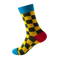 Unisex Casual Color Block Checkered Nylon Cotton Jacquard Crew Socks A Pair sku image 4