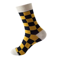 Unisex Casual Color Block Checkered Nylon Cotton Jacquard Crew Socks A Pair sku image 3