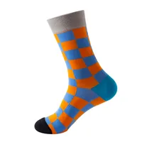 Unisex Casual Color Block Checkered Nylon Cotton Jacquard Crew Socks A Pair sku image 5