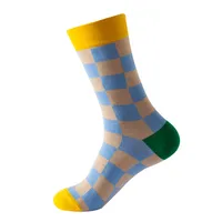 Unisex Casual Color Block Checkered Nylon Cotton Jacquard Crew Socks A Pair sku image 2