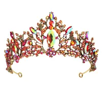 Wedding Crown Vintage Alloy Diamond Bridal Crown Baroque Princess Crown Jewelry sku image 4