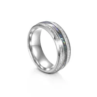 Fashion Round Stripe 304 Stainless Steel Solid Wood Shell Men'S Rings main image 2