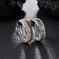 Fashion Round Stripe 304 Stainless Steel Solid Wood Shell Men'S Rings main image 3