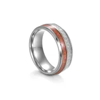 Fashion Round Stripe 304 Stainless Steel Solid Wood Shell Men'S Rings main image 4