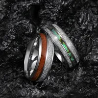 Fashion Round Stripe 304 Stainless Steel Solid Wood Shell Men'S Rings main image 5