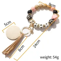 Fashion Geometric Letter Silica Gel Beaded Tassel Keychain sku image 1
