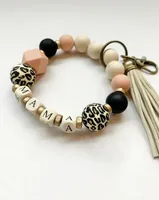 Fashion Geometric Letter Silica Gel Beaded Tassel Keychain main image 3