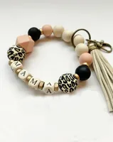 Fashion Geometric Letter Silica Gel Beaded Tassel Keychain main image 4