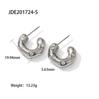 1 Pair Simple Style C Shape Inlaid Zircon 304 Stainless Steel Hoop Earrings sku image 1