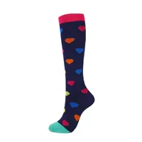 Sports Multicolor Polka Dots Heart Shape Jacquard Over The Knee Socks 2 Pieces main image 2