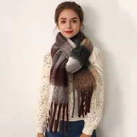 Women's Fashion Lattice Polyester Tassel Polyester Scarves sku image 1