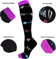 Sports Multicolor Polka Dots Heart Shape Jacquard Over The Knee Socks 2 Pieces main image 4