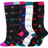 Sports Multicolor Polka Dots Heart Shape Jacquard Over The Knee Socks 2 Pieces main image 5