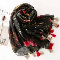 Women's Fashion Flower Voile Polyester Winter Scarves main image 2