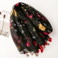 Women's Fashion Flower Voile Polyester Winter Scarves main image 5