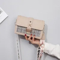 Women's Small Pu Leather Color Block Preppy Style Classic Style Square Flip Cover Shoulder Bag sku image 4