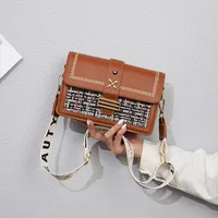 Women's Small Pu Leather Color Block Preppy Style Classic Style Square Flip Cover Shoulder Bag sku image 2