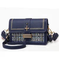 Women's Small Pu Leather Color Block Preppy Style Classic Style Square Flip Cover Shoulder Bag main image 3