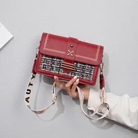 Women's Small Pu Leather Color Block Preppy Style Classic Style Square Flip Cover Shoulder Bag sku image 1
