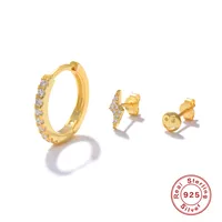 1 Set 925 Sterling Silver Zircon Devil'S Eye Star Flower Earrings sku image 2