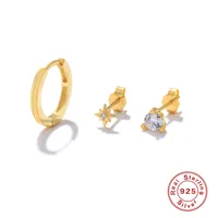1 Set 925 Sterling Silver Zircon Devil'S Eye Star Flower Earrings sku image 1