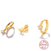 1 Set 925 Sterling Silver Zircon Devil'S Eye Star Flower Earrings sku image 4