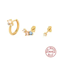 1 Set 925 Sterling Silver Zircon Devil'S Eye Star Flower Earrings sku image 3