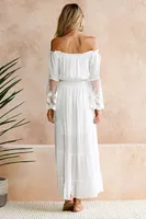 Women's Regular Dress Fashion Boat Neck Patchwork Lace Long Sleeve Solid Color Maxi Long Dress Daily main image 3