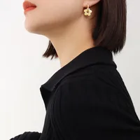 1 Pair Elegant Flower Plating 304 Stainless Steel 18K Gold Plated Earrings main image 2