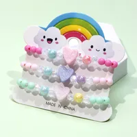 1 Set Cute Heart Shape Plastic Beaded Kid's Bracelets sku image 1