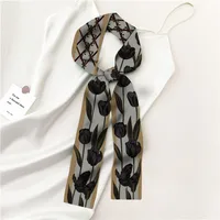 Women's Sweet Flower Satin Silk Scarves sku image 2