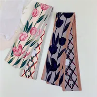 Women's Sweet Flower Satin Silk Scarves main image 4